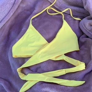 Neon Yellow Wrap Around Bikini Top